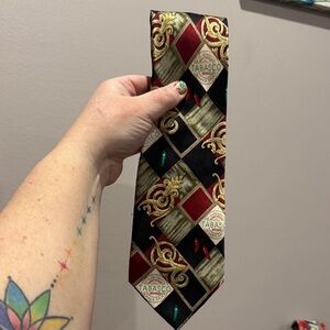 Tabasco Men's Red and Gold Patterned Tie